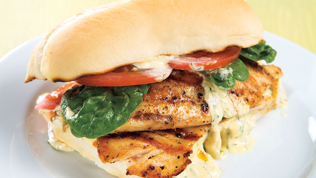 Grilled Tilapia Sandwich with Lemon-Dill Spread