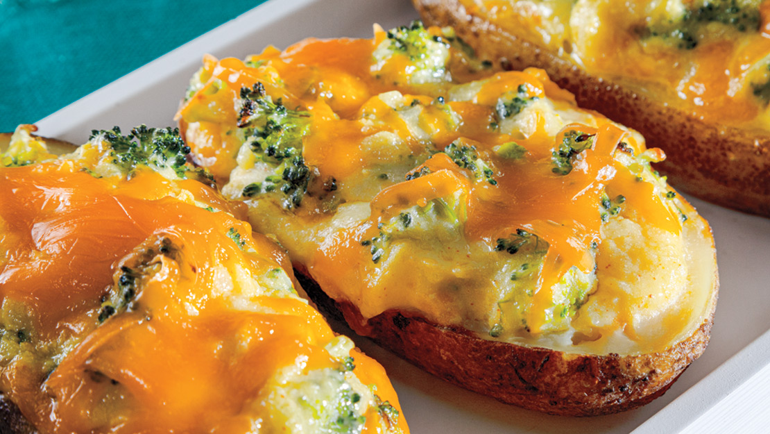 Broccoli & Cheddar Twice-Baked Breakfast Potatoes