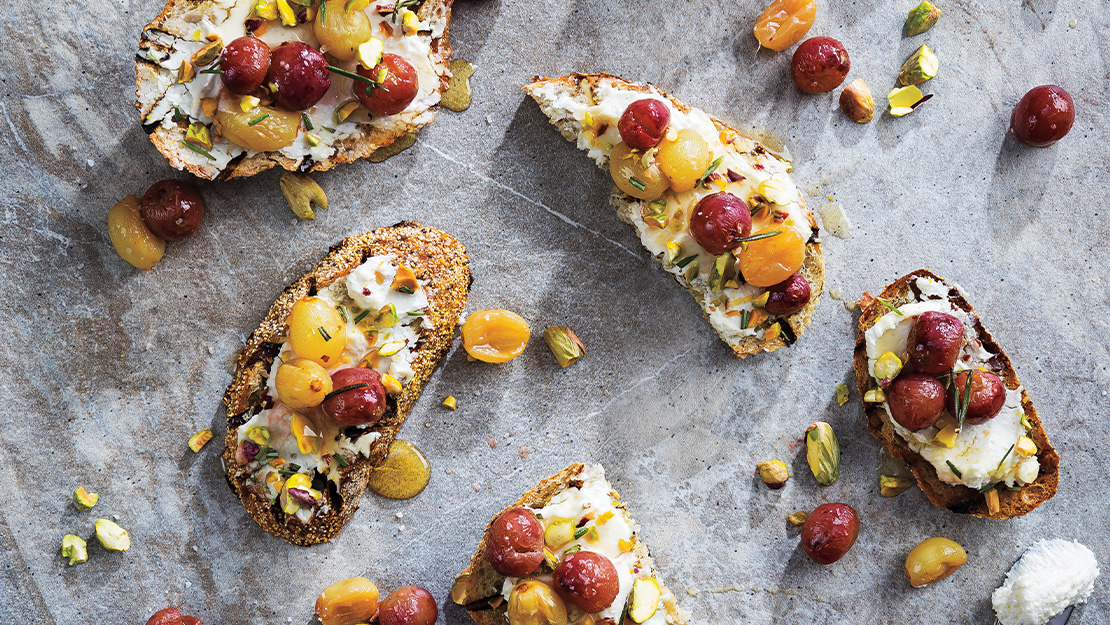 Roasted Grape & Goat Cheese Bruschetta Recipe from Price Chopper