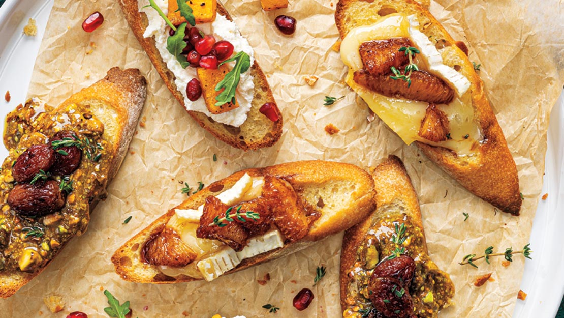 Ricotta, Pomegranate & Squash Crostini