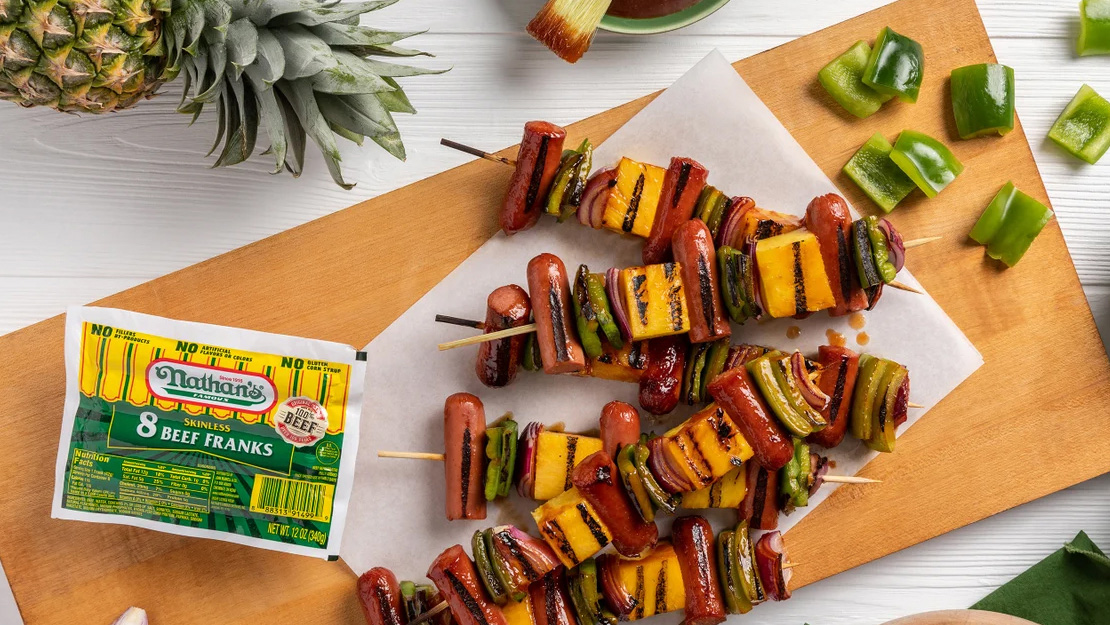 BBQ Hawaiian Hot Dog Skewers