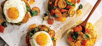 Open-Faced Chicken Sausage Breakfast Sandwiches