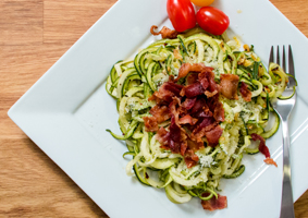 Parmesan Zoodles with Bacon 