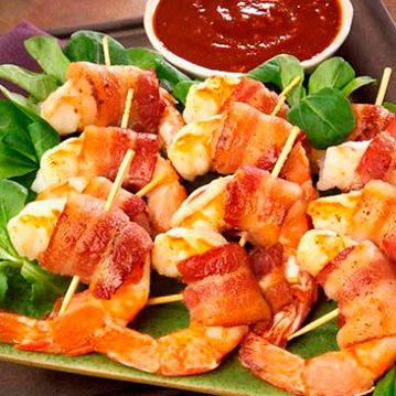 Bacon-Wrapped Shrimp with Dipping Sauce