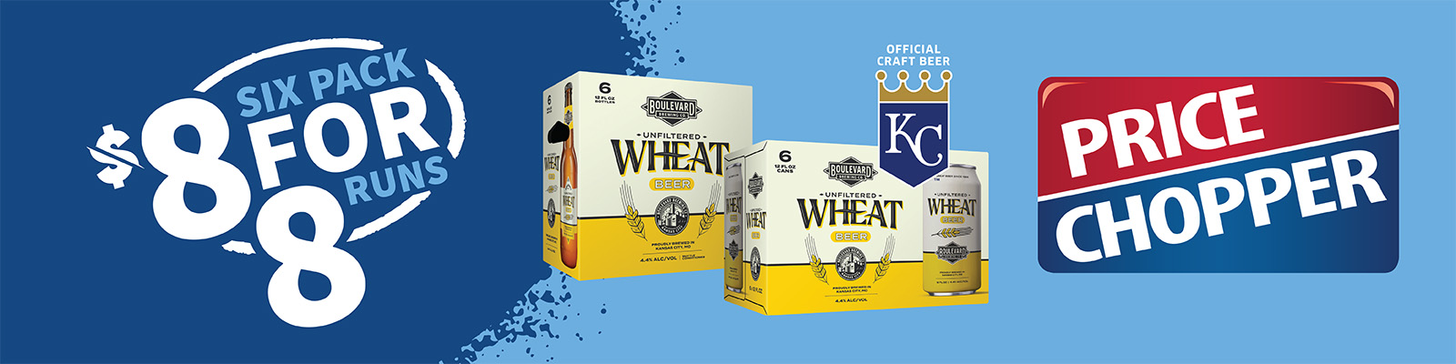 $8 Six Pack Boulevard Unfiltered Wheat when the Royals score 8 or more runs. Learn more.