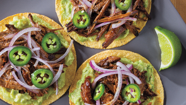Slow Cooker Shredded BBQ Beef Tostadas