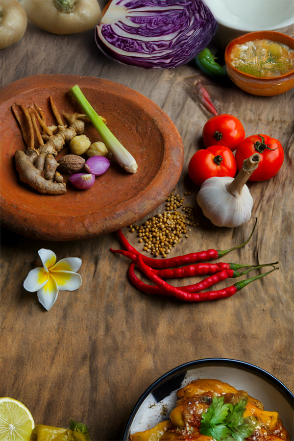 Trendy ingredients on a wood counter Trendy ingredients on a wood counter