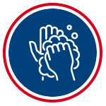 icon for keeping things clean by washing hands