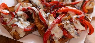 Caramelized Onion, Mushroom, and Bell Pepper Toast