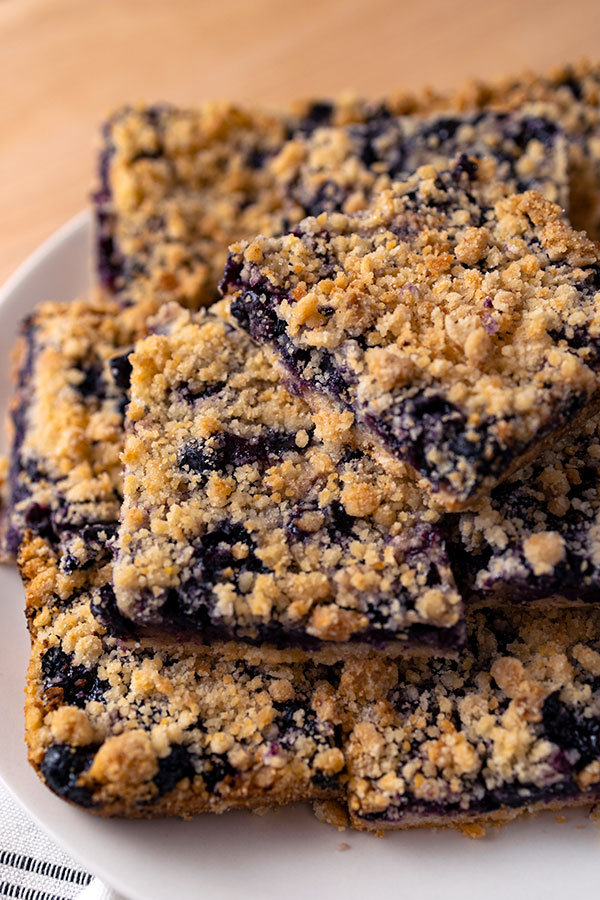 A plate of blueberry crumb bars